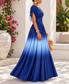 Ladies Blue Ombre Deep V-Neck Maxi Dress - StylePhase SA