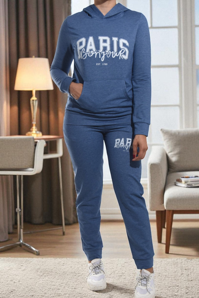Ladies Blue Paris Tracksuit Set - StylePhase SA