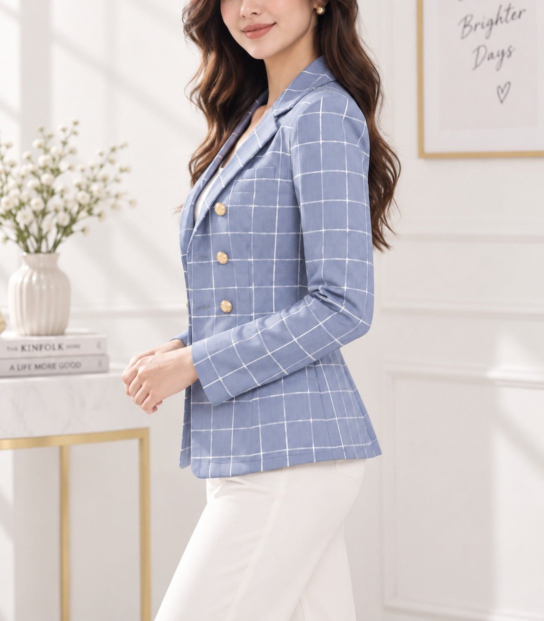 Ladies Blue Plaid Blazer - StylePhase SA