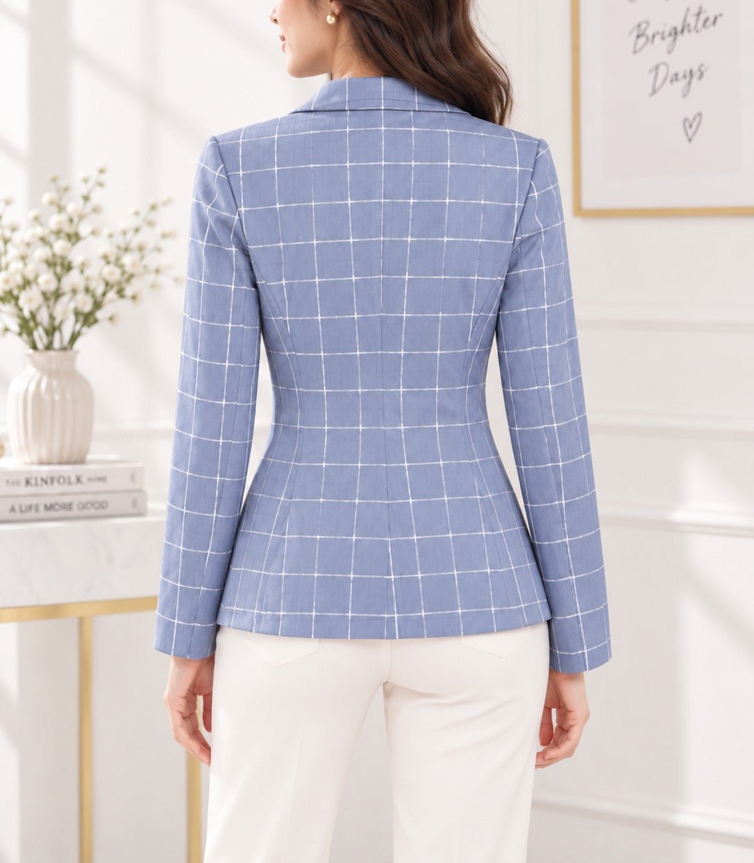 Ladies Blue Plaid Blazer - StylePhase SA