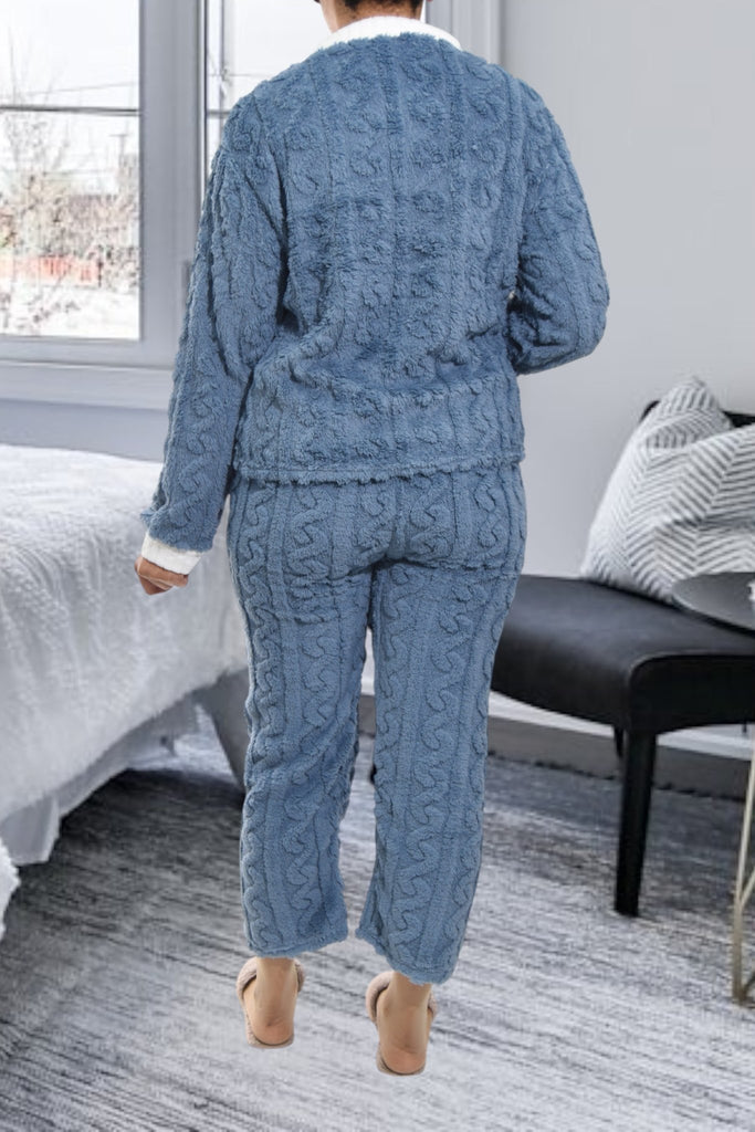 Ladies Blue Plush 3/4 Pj Set - StylePhase SA