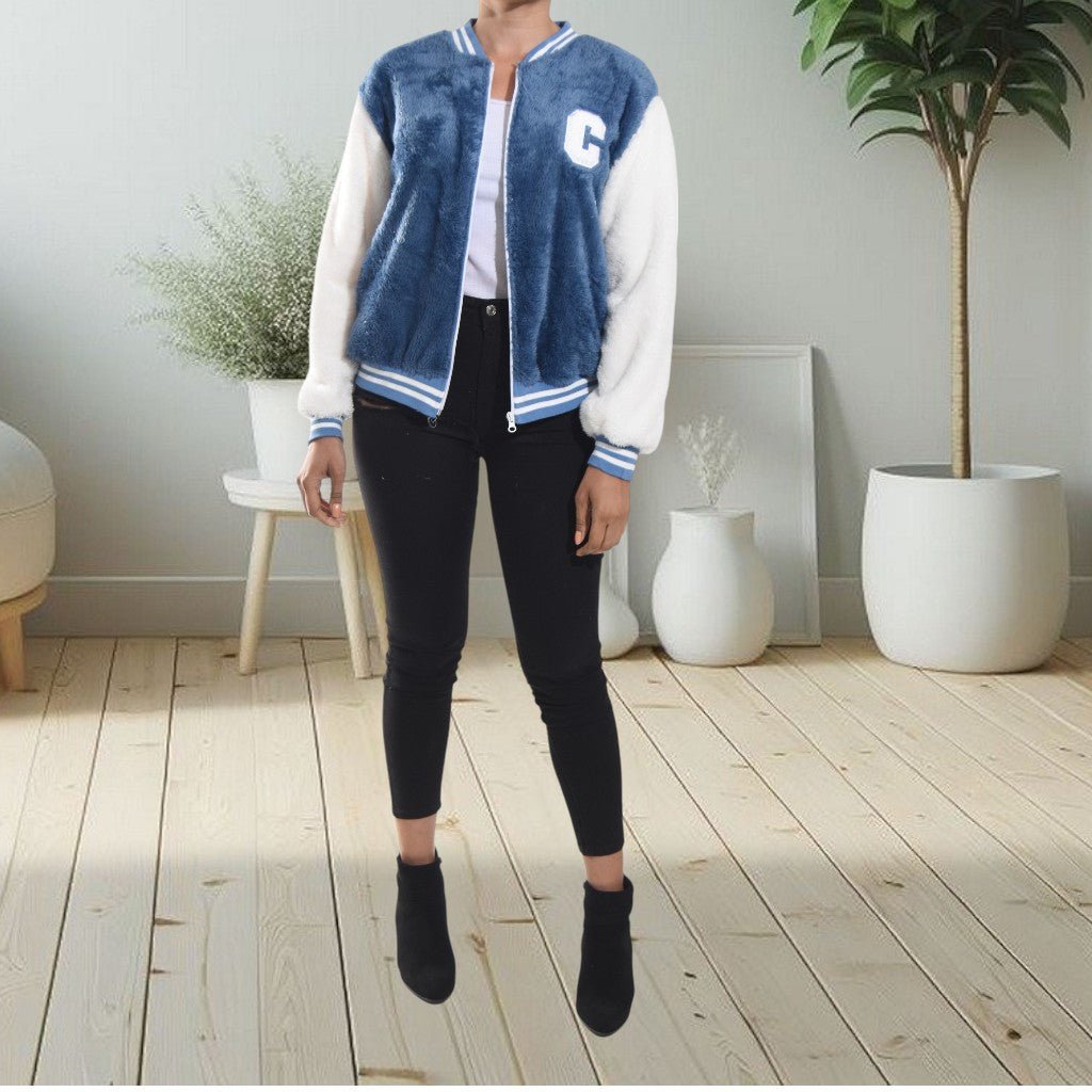 Ladies Blue Plush Printed Jacket - StylePhase SA