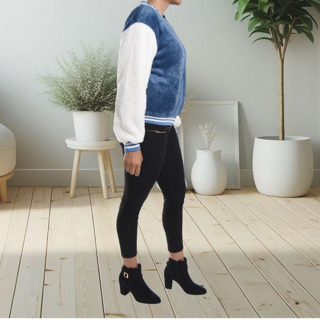Ladies Blue Plush Printed Jacket - StylePhase SA