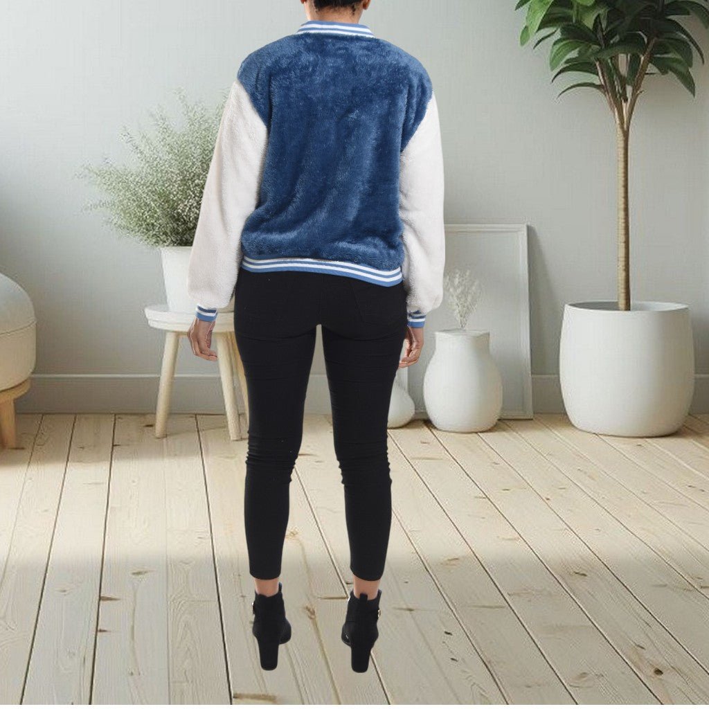 Ladies Blue Plush Printed Jacket - StylePhase SA