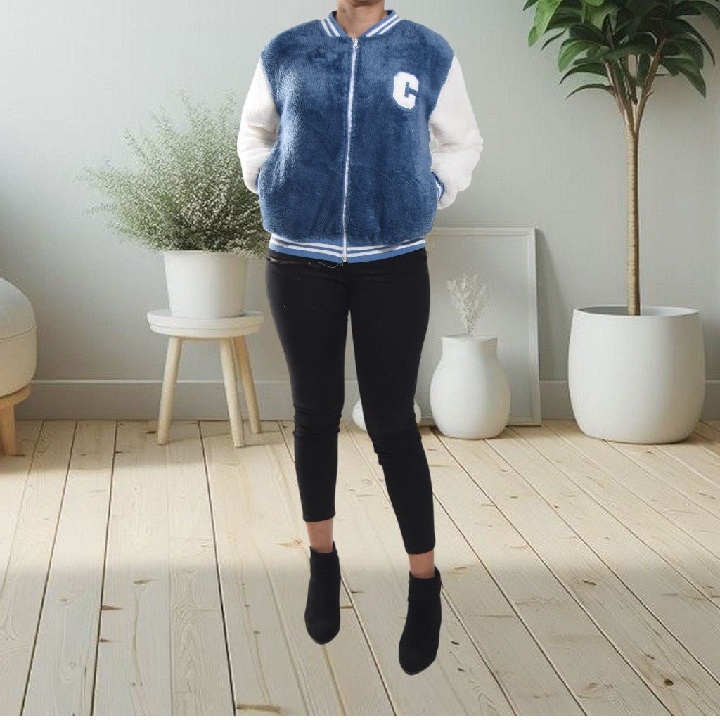Ladies Blue Plush Printed Jacket - StylePhase SA