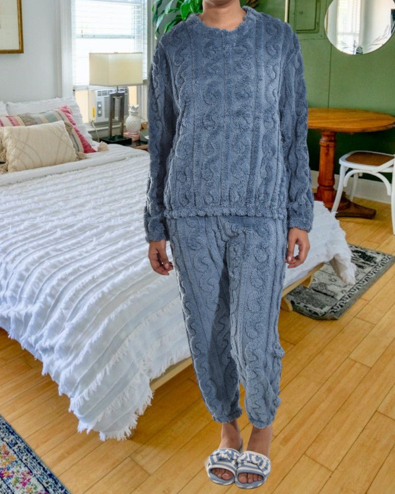 Ladies Blue Plush Pyjama Set - StylePhase SA
