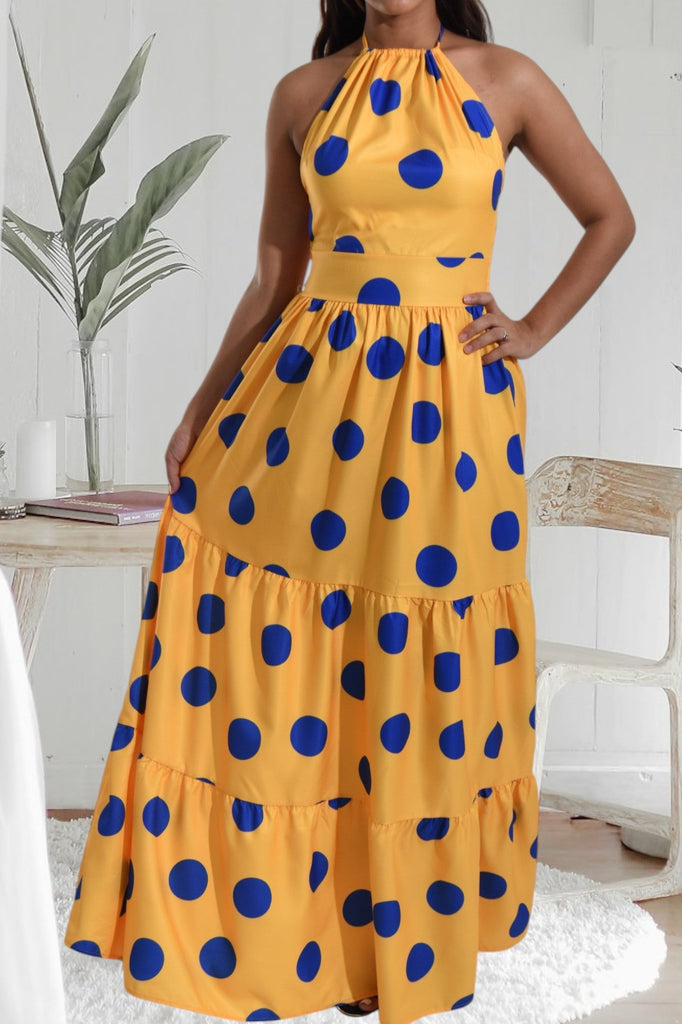 Ladies Blue Polka Dot Dress - StylePhase SA