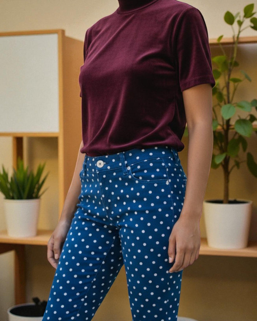 Ladies Blue Polka Dot Jeans - StylePhase SA