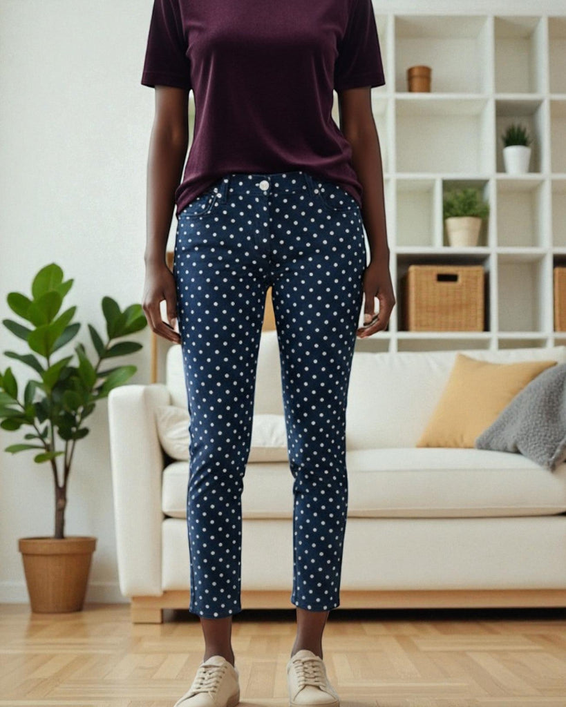 Ladies Blue Polka Dot Jeans - StylePhase SA