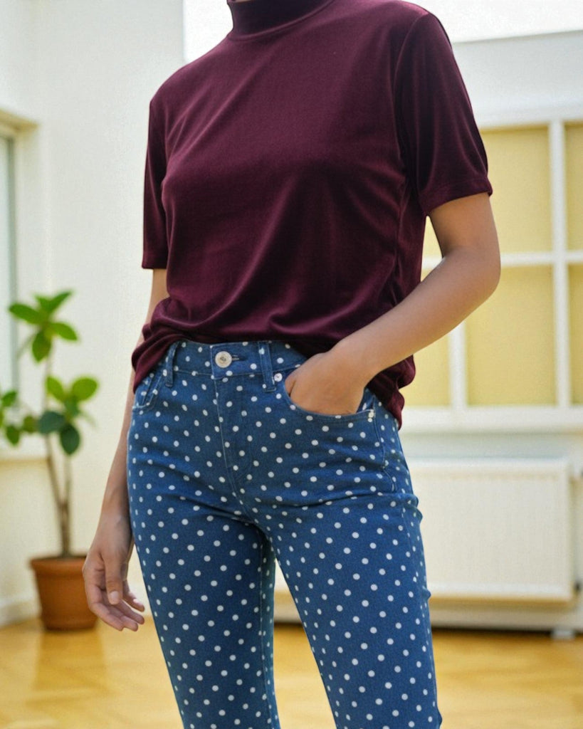 Ladies Blue Polka Dot Jeans - StylePhase SA
