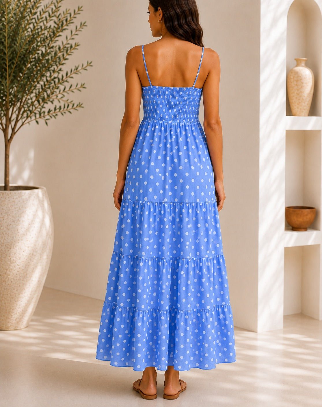 Ladies Blue Polka Dot Pocket Dress - StylePhase SA
