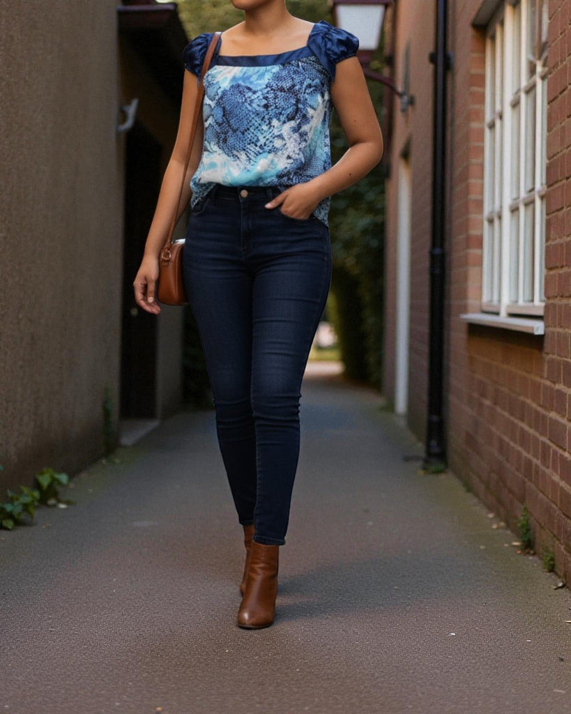 Ladies Blue Print Top - StylePhase SA