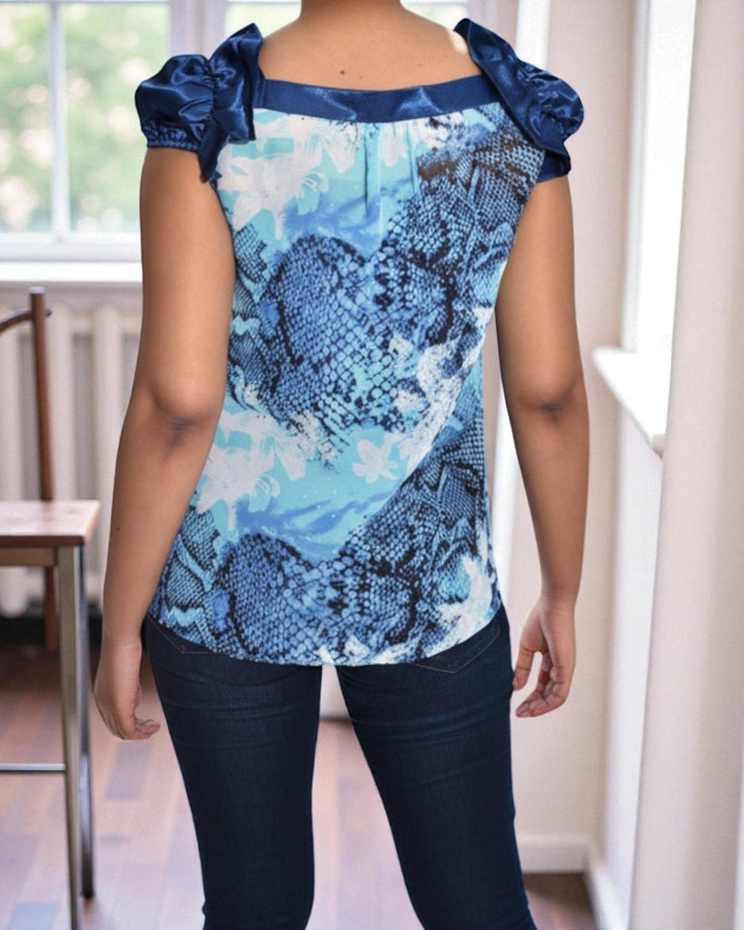 Ladies Blue Print Top - StylePhase SA