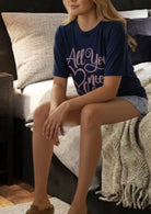 Ladies Blue Printed Pj Set - All You Need Is Love - StylePhase SA