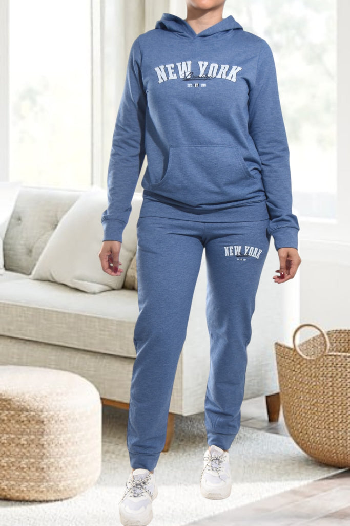 Ladies Blue Printed Tracksuit Set - StylePhase SA