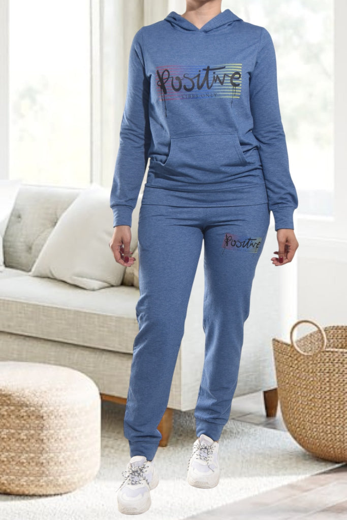 Ladies Blue Printed Tracksuit Set - StylePhase SA
