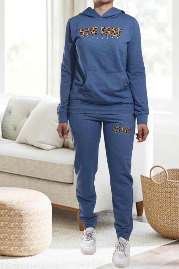 Ladies Blue Printed Tracksuit Set - StylePhase SA