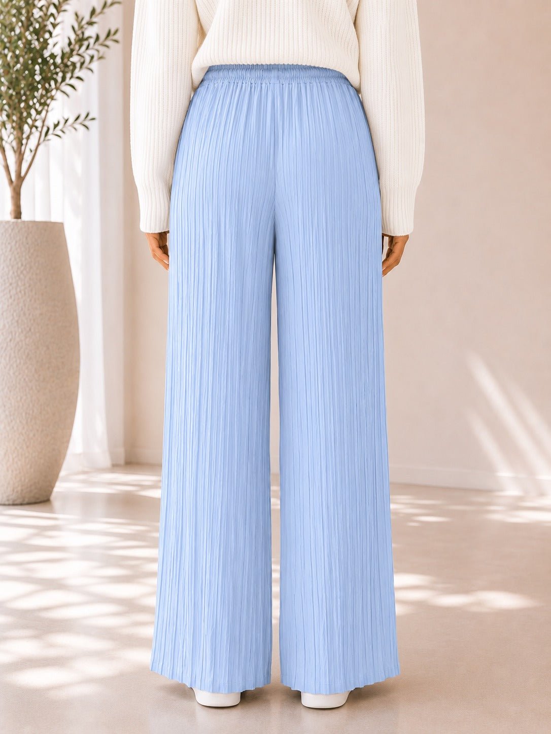 Ladies Blue Shaded Pleated Wide Leg Pants - StylePhase SA