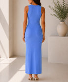 Ladies Blue Sleeveless Twist Front Maxi Dress - StylePhase SA