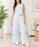 Ladies Blue Stripe Two-Piece Set - StylePhase SA
