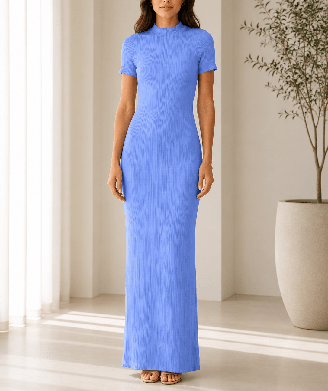 Ladies Blue Textured Maxi Dress - StylePhase SA