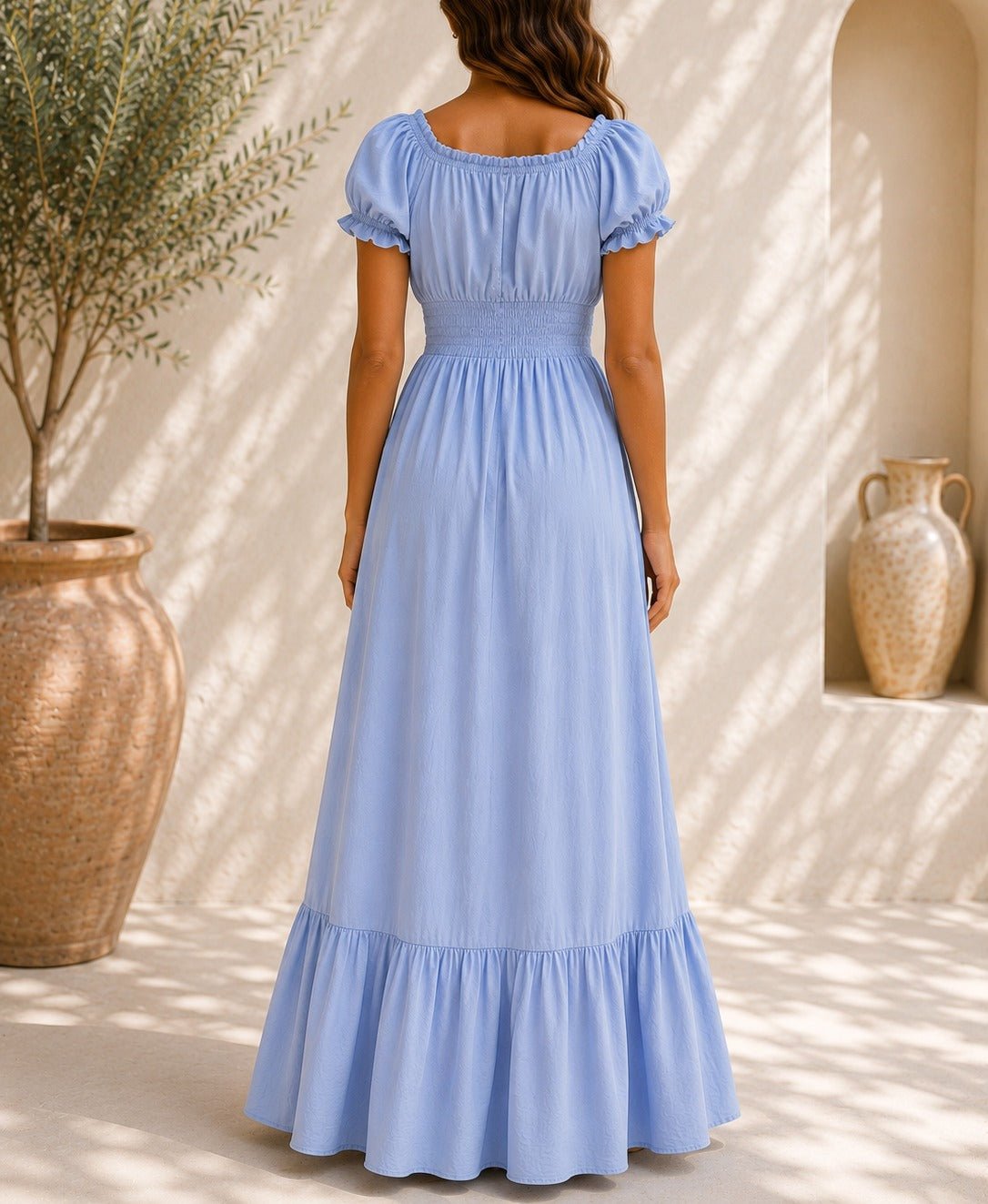 Ladies Blue Tie Front Tier Dress - StylePhase SA