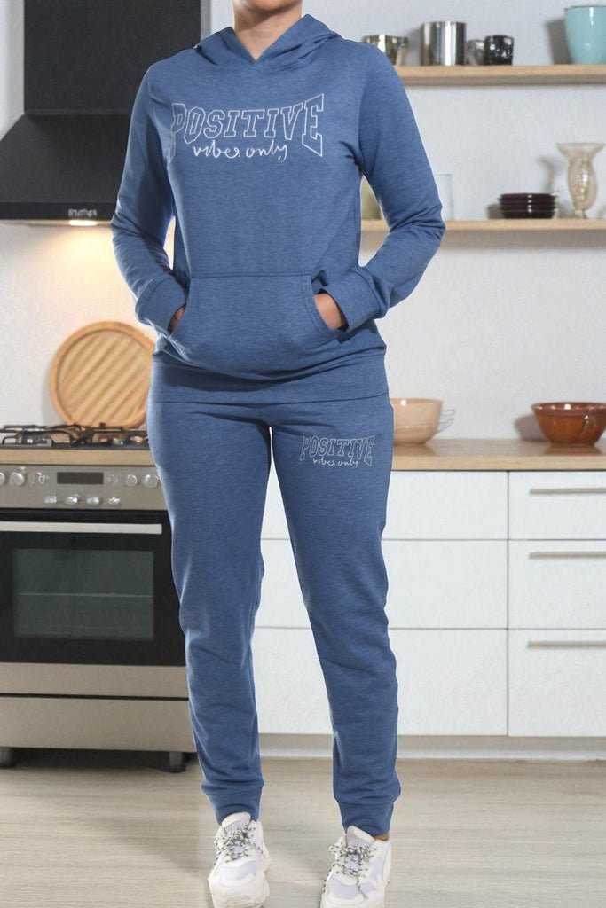 Ladies Blue Tracksuit Set - Positive Vibes - StylePhase SA