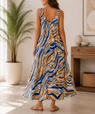 Ladies Blue V Neck Maxi Dress - StylePhase SA