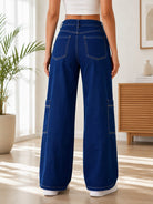 Ladies Blue Wide Leg Cargo Jeans - StylePhase SA