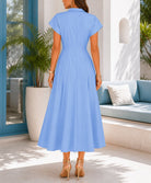 Ladies Blue Zipper Pocket Front Slit Dress - StylePhase SA