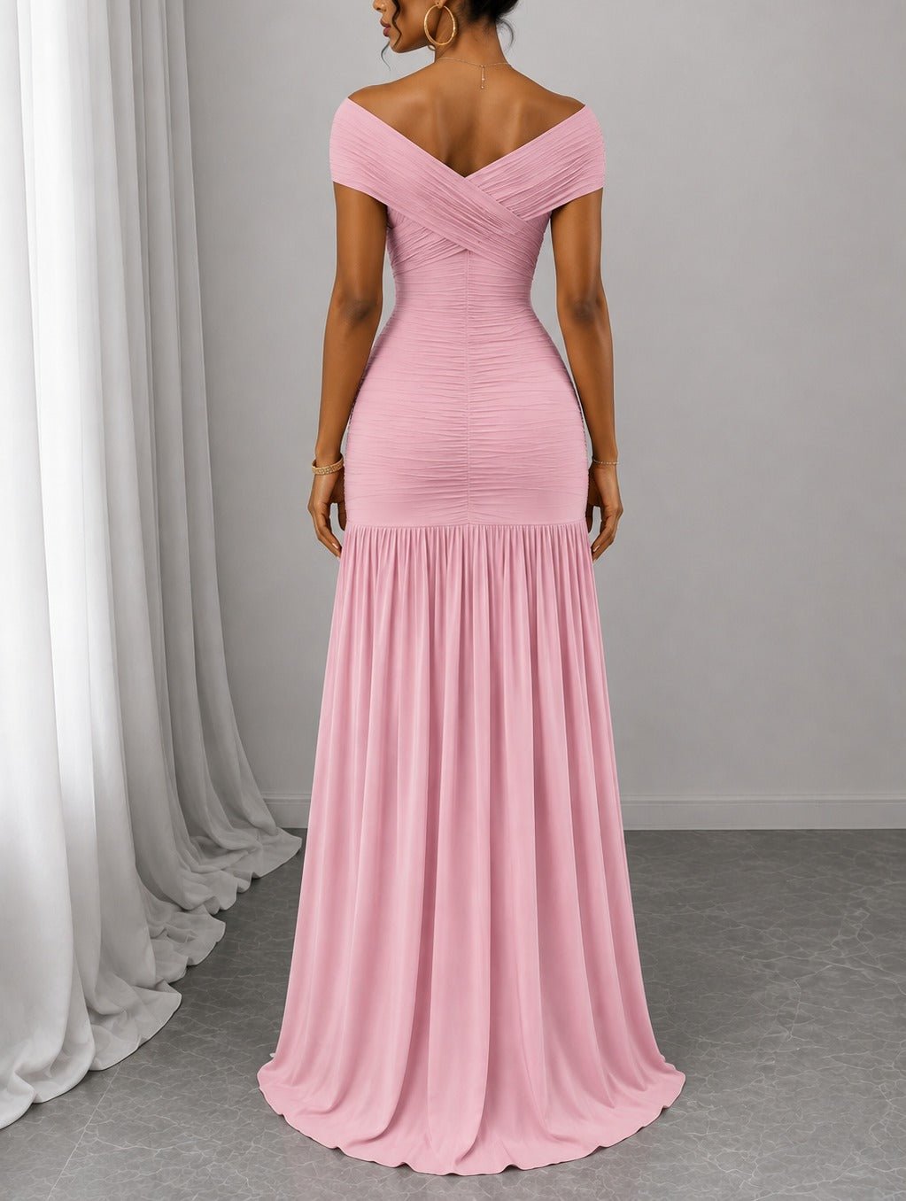 Ladies Blush Off Sleeve Maxi Dress - StylePhase SA