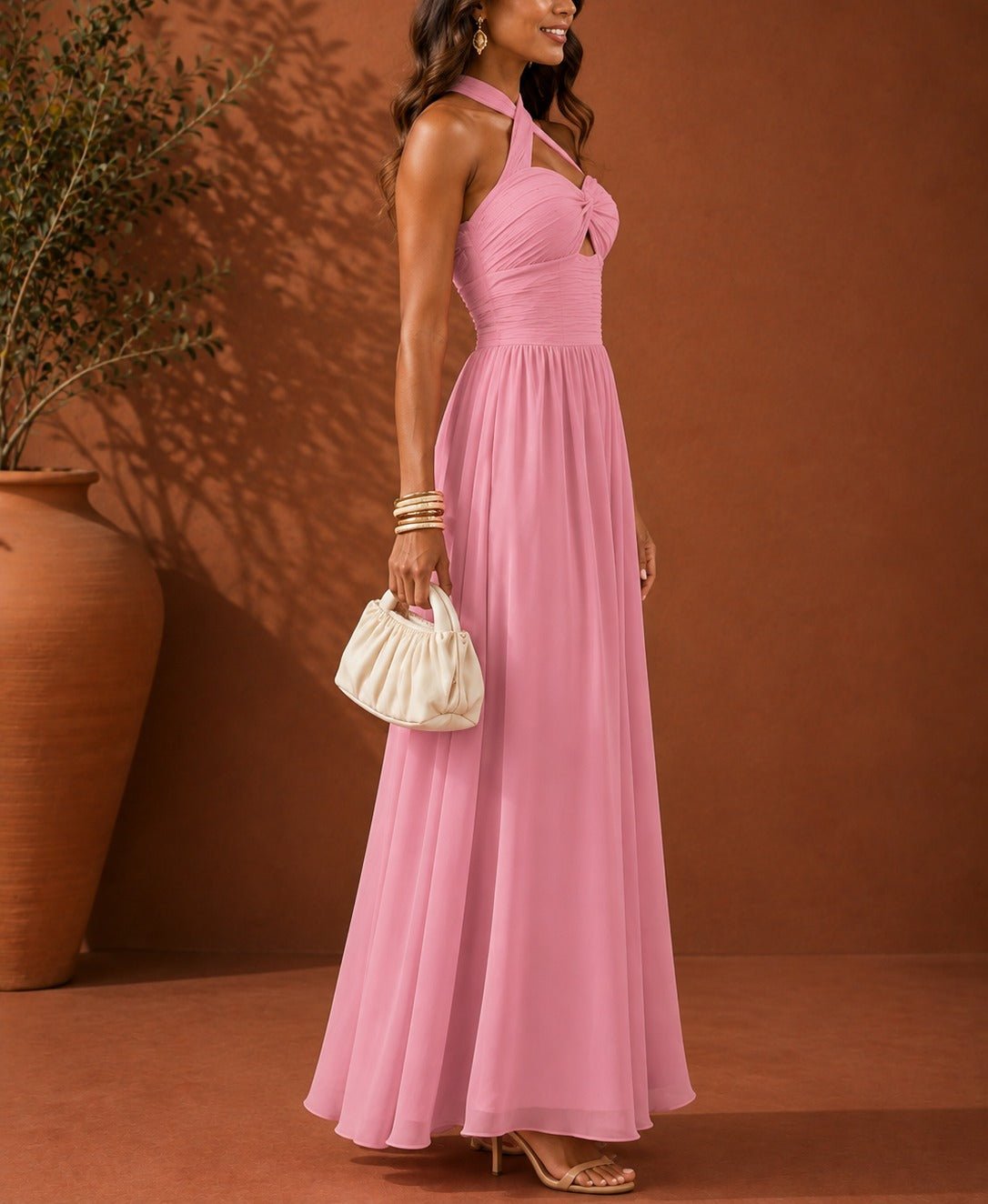 Ladies Blush Tie Criss Cross Pocket Dress - StylePhase SA