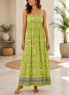 Ladies Border Print Strappy Dress- Lime - StylePhase SA