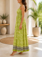 Ladies Border Print Strappy Dress- Lime - StylePhase SA