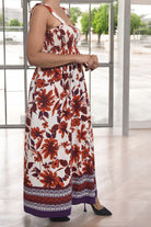 Ladies Border Print Strappy Dress - Rust Floral - StylePhase SA