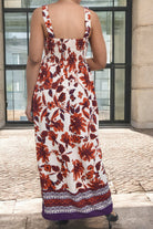 Ladies Border Print Strappy Dress - Rust Floral - StylePhase SA