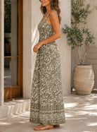 Ladies Border Print Strappy Dress-Sage Floral - StylePhase SA