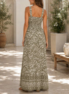 Ladies Border Print Strappy Dress-Sage Floral - StylePhase SA