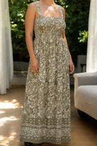 Ladies Border Print Strappy Dress - Sage Floral - StylePhase SA