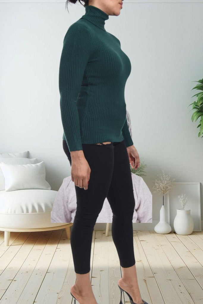 Ladies Bottle Green Polo Neck Jersey - StylePhase SA