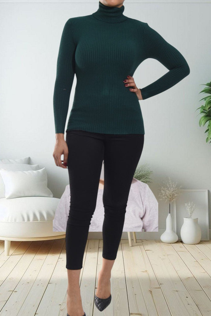 Ladies Bottle Green Polo Neck Jersey - StylePhase SA