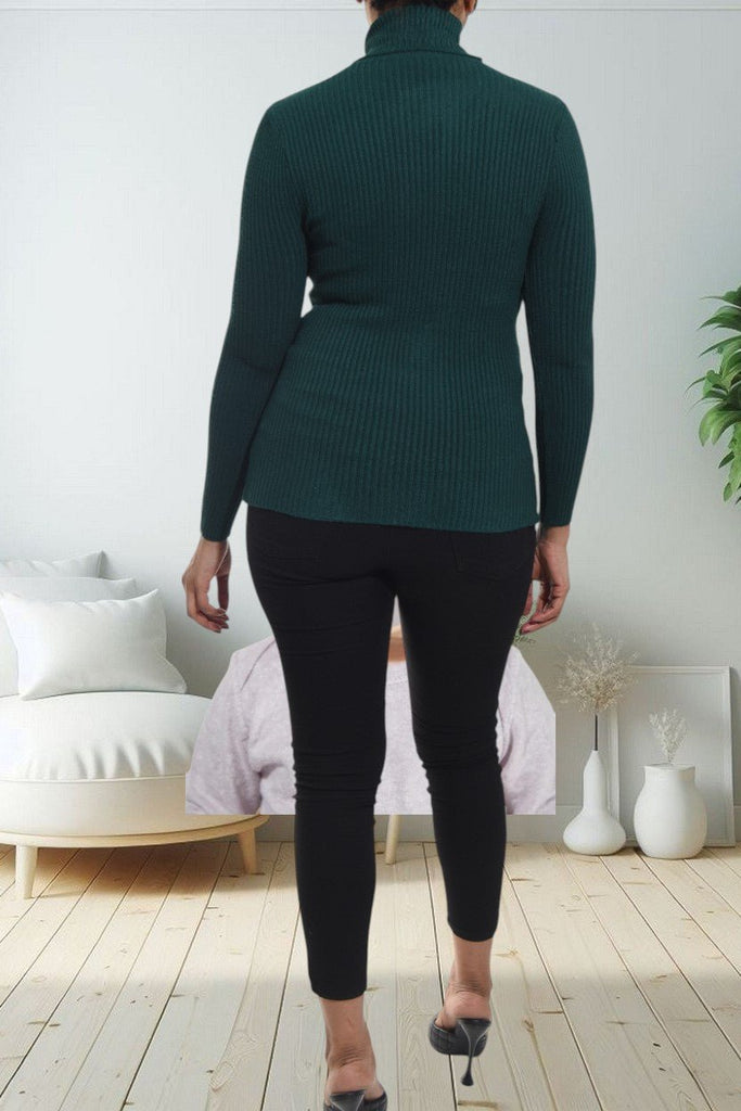 Ladies Bottle Green Polo Neck Jersey - StylePhase SA