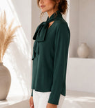 Ladies Bottle Green Tie Neck Top - StylePhase SA