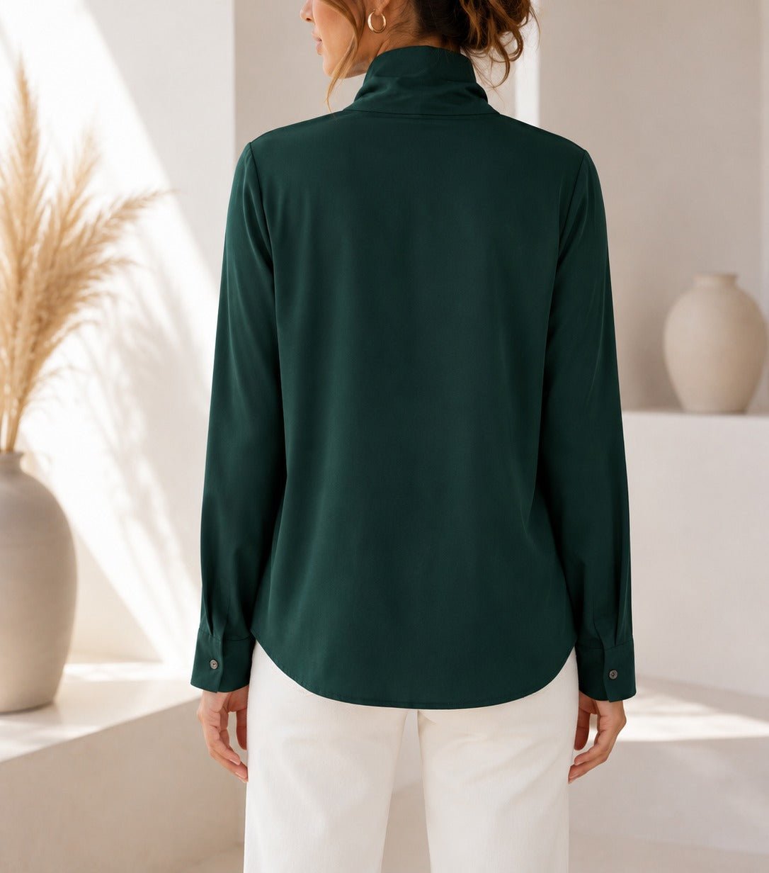Ladies Bottle Green Tie Neck Top - StylePhase SA