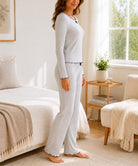 Ladies Bow Detail Ruffle Trim Grey Pyjamas - StylePhase SA