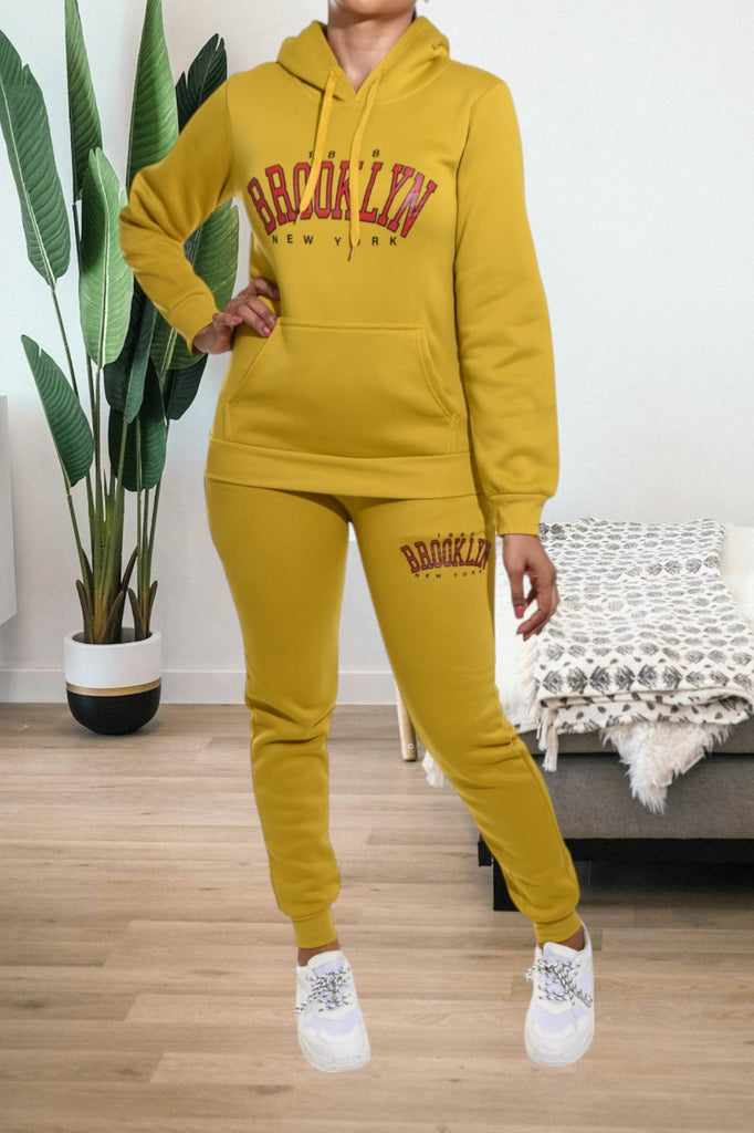 Ladies Brooklyn Mustard Knit Tracksuit - StylePhase SA