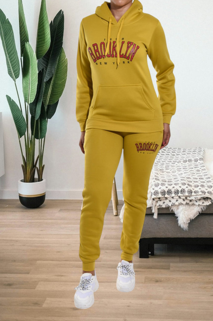 Ladies Brooklyn Mustard Knit Tracksuit - StylePhase SA