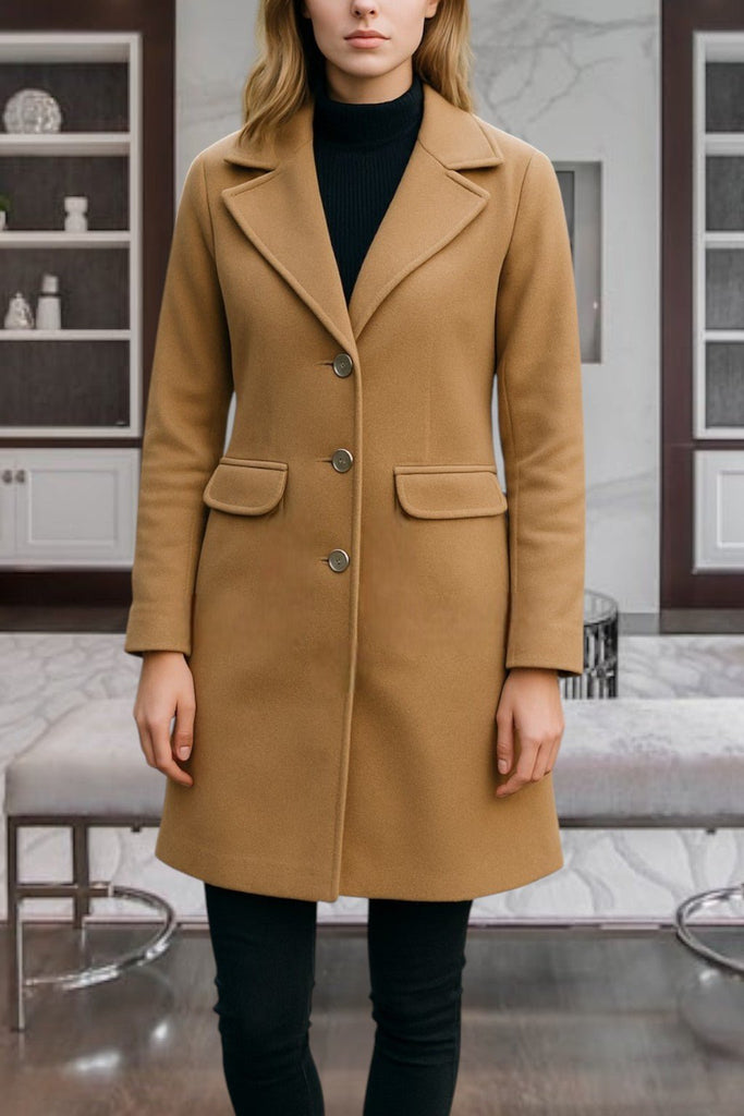 Ladies Brown 3 Button Pocket Coat - StylePhase SA
