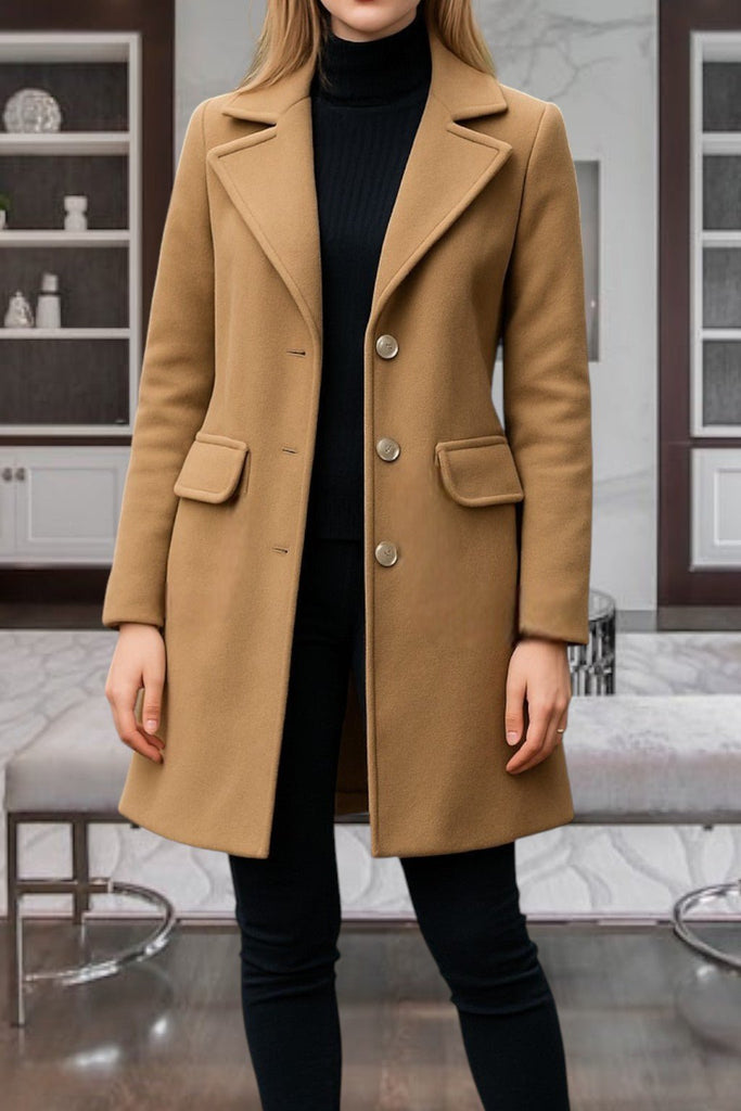 Ladies Brown 3 Button Pocket Coat - StylePhase SA