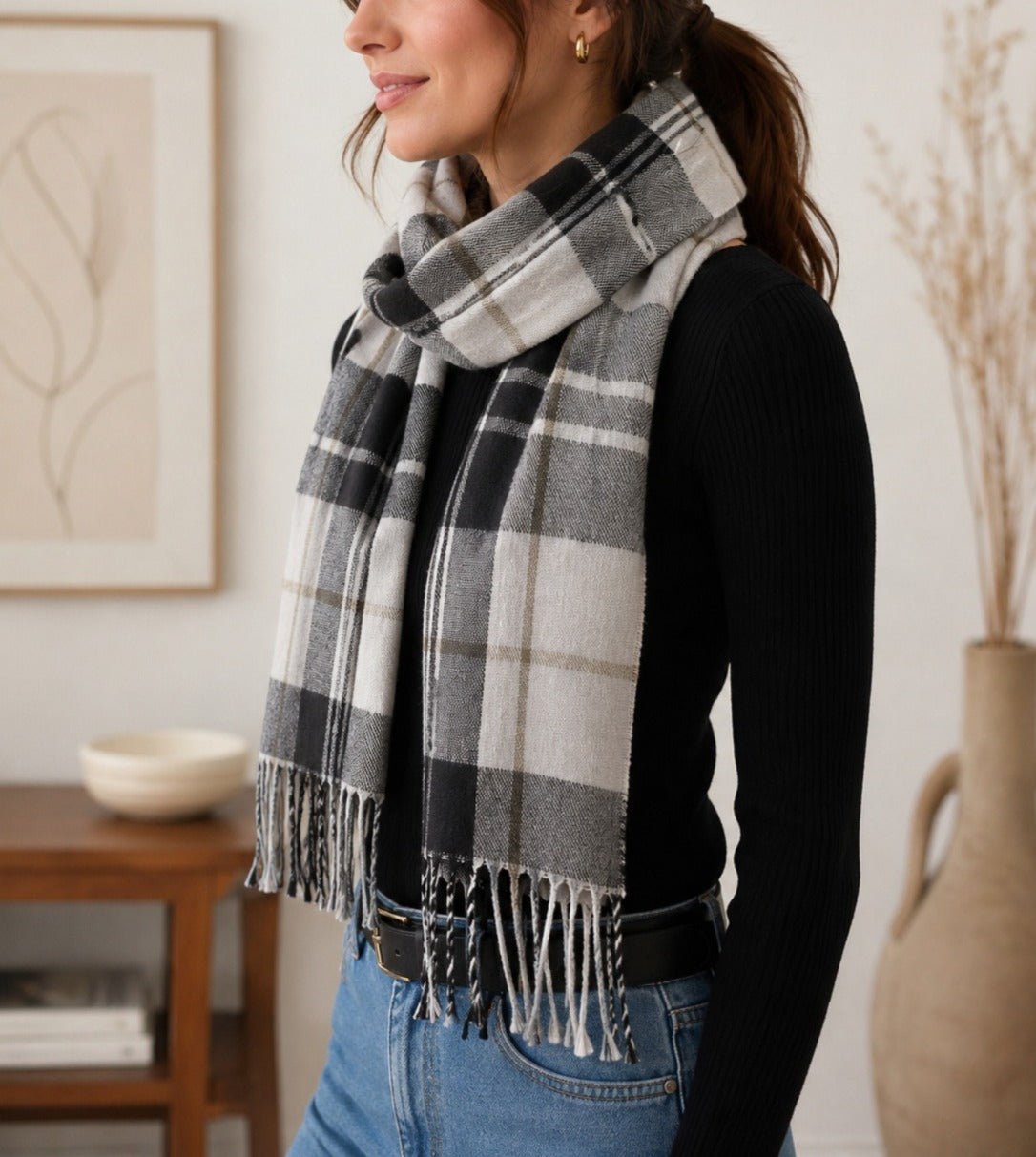 Ladies Brown And Beige Winter Scarf - StylePhase SA